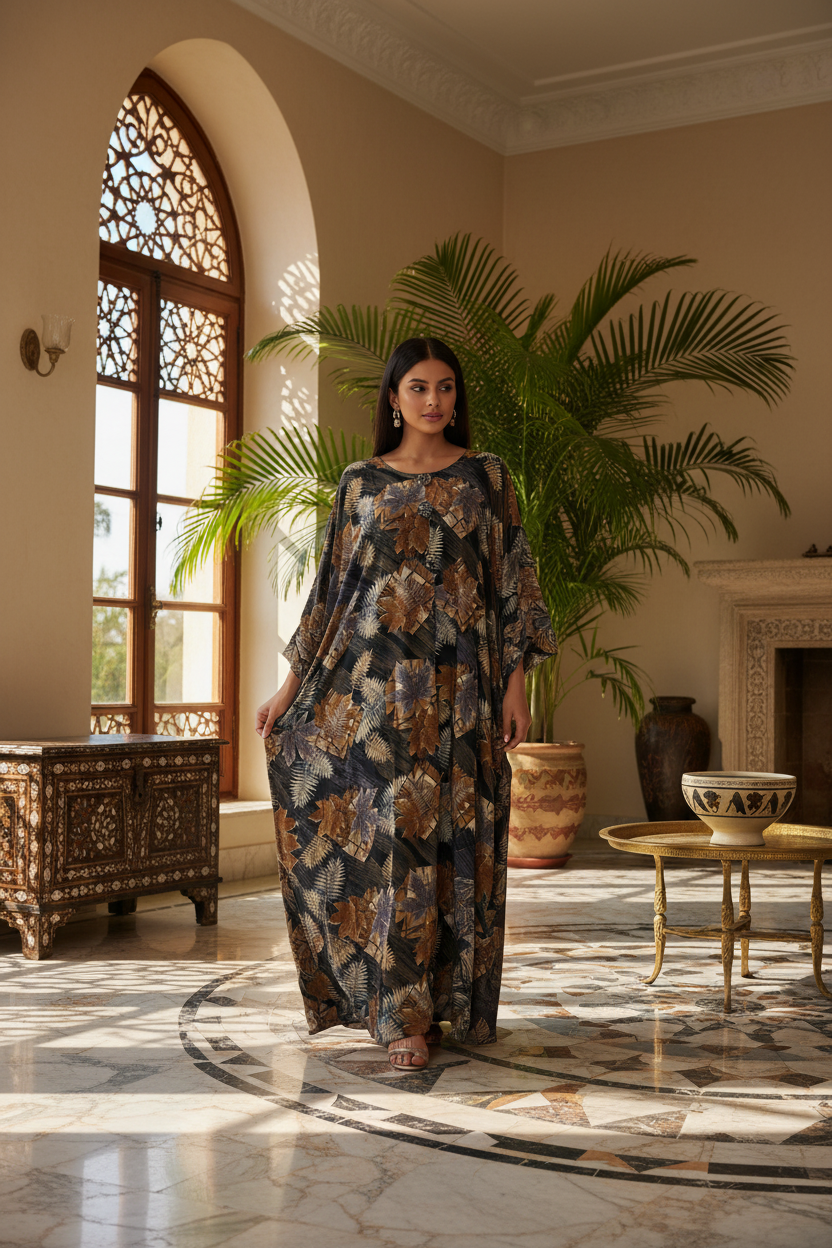 Lifestyle image of Somali printed maxi dress