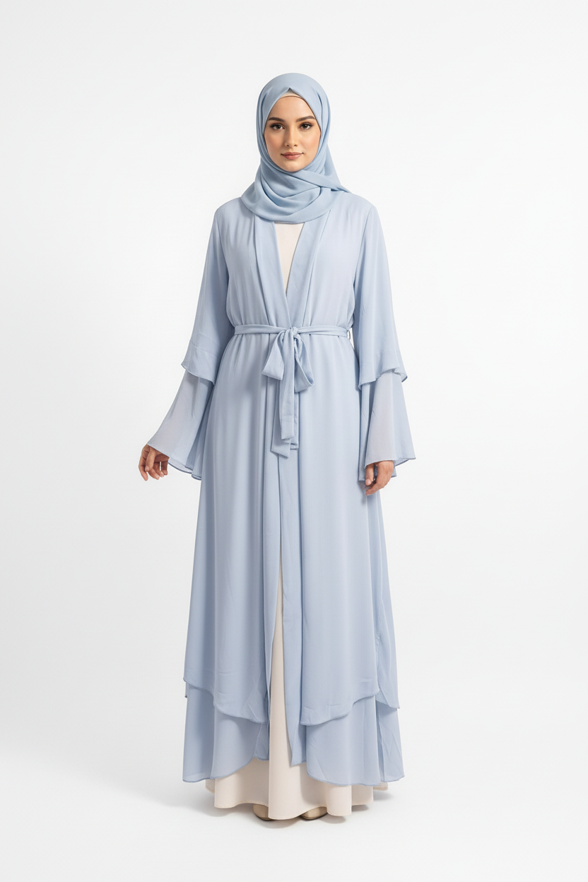 Light Blue Abaya on Somali Model