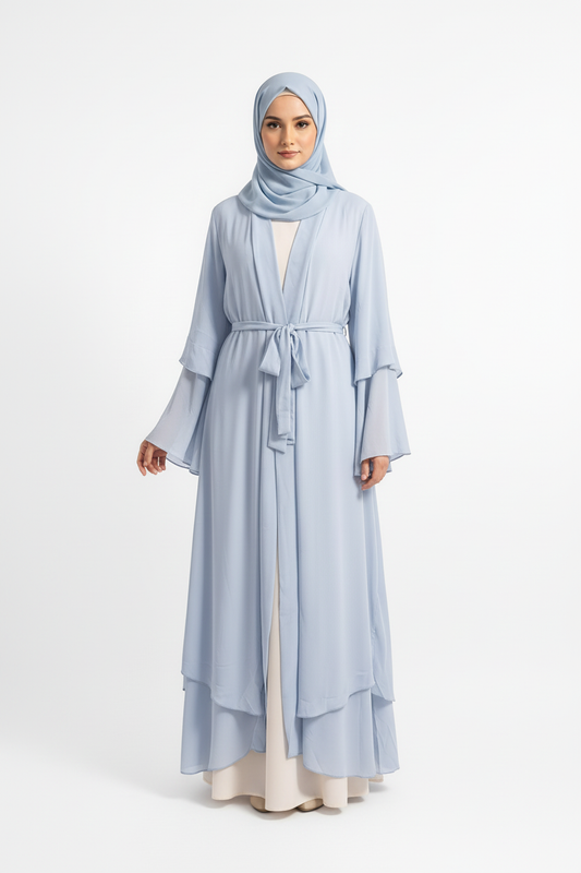 Light Blue Abaya on Somali Model