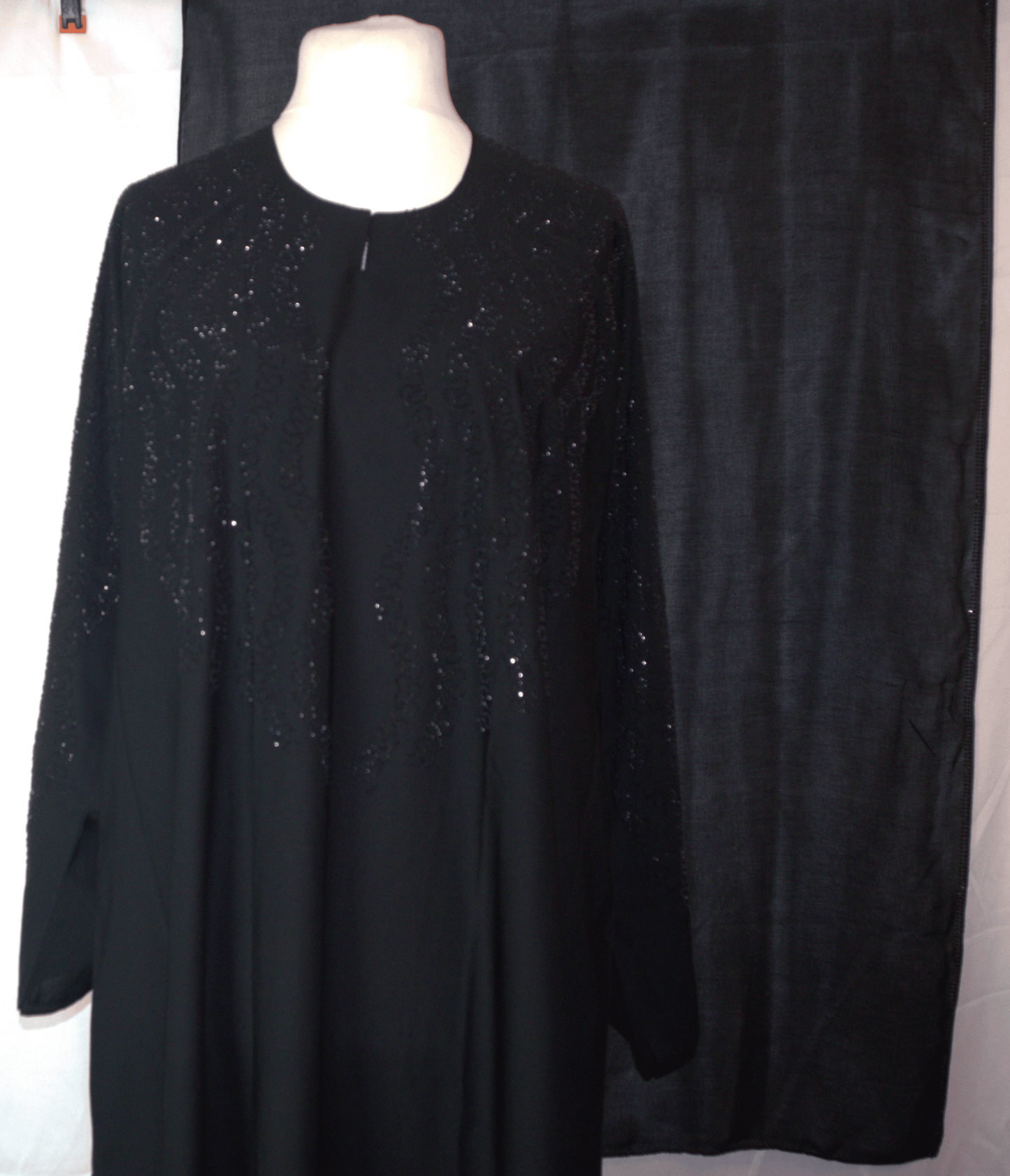 one piece Abaya Black with Hijab 