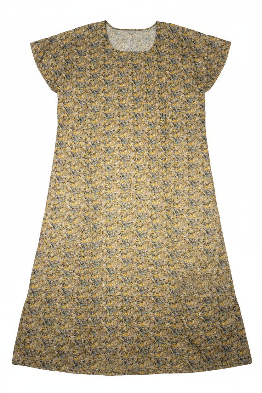 Olive Floral Print Baati - Flat Lay