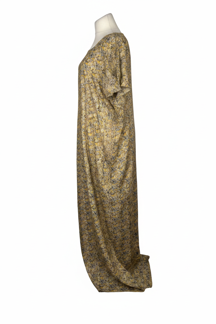 Olive Floral Print Baati - Side Profile