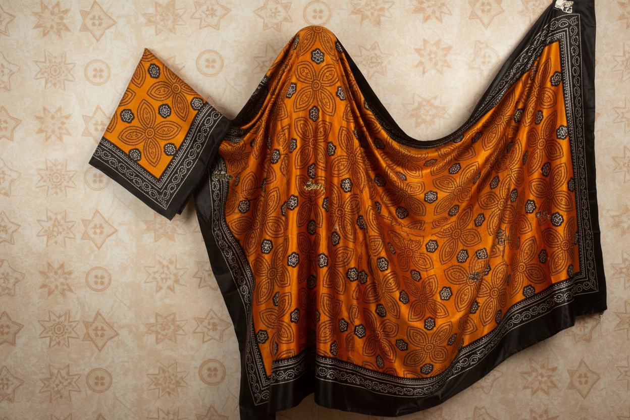 Orange & Black Shaash Fabric Set