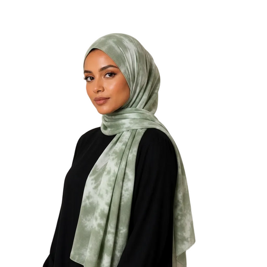Sage Green Tie-Dye Hijab Model