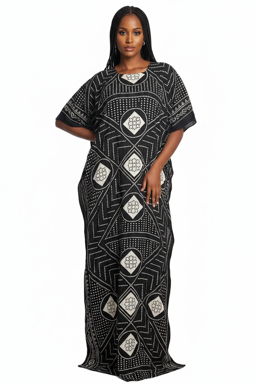 Somali Model – Black Geometric Baati
