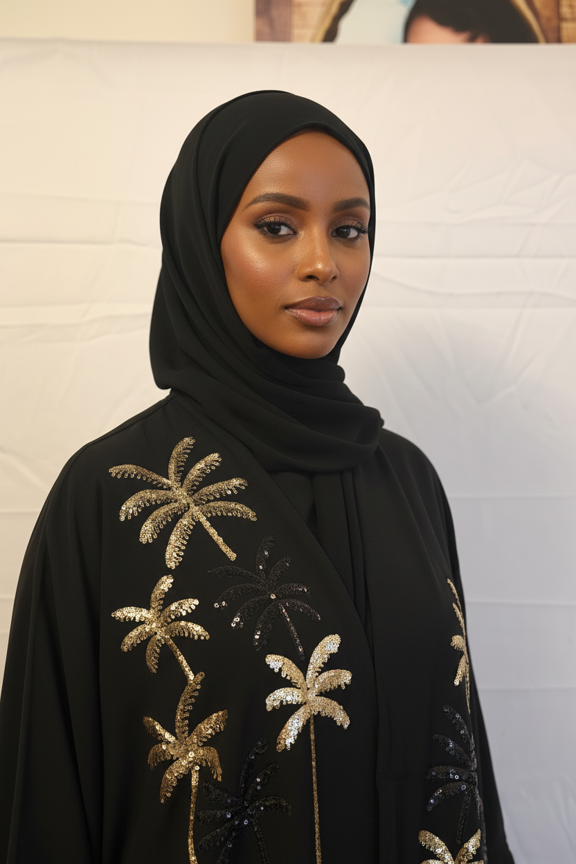 Somali model - close-up showcasing embroidery craftsmanship
