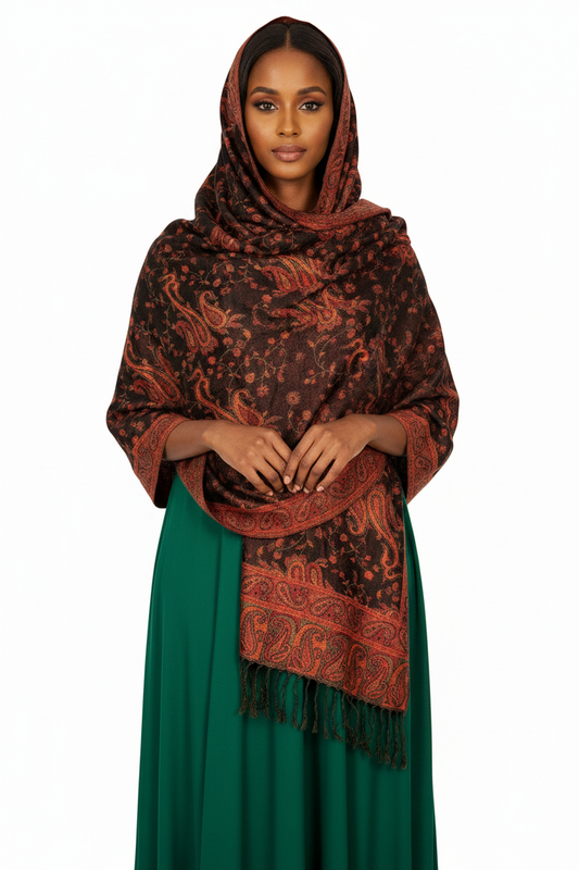 Somali model - Dark Paisley Shawl redo