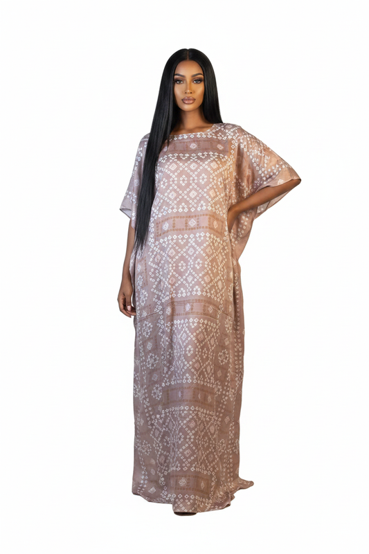 Somali Model – Dusty Rose Geometric Baati
