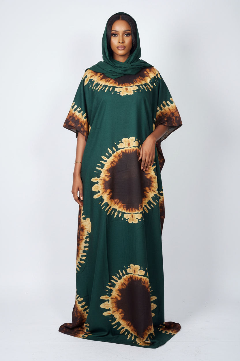 Somali Model Forest Green Baati