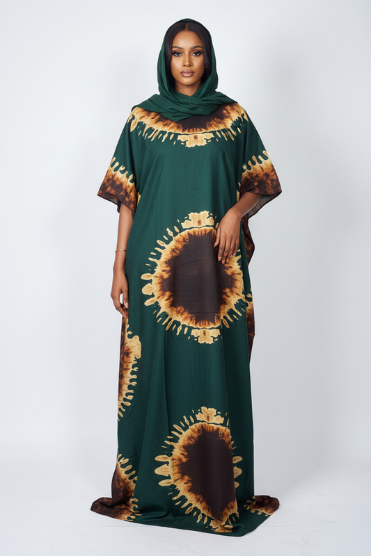 Somali Model Forest Green Baati