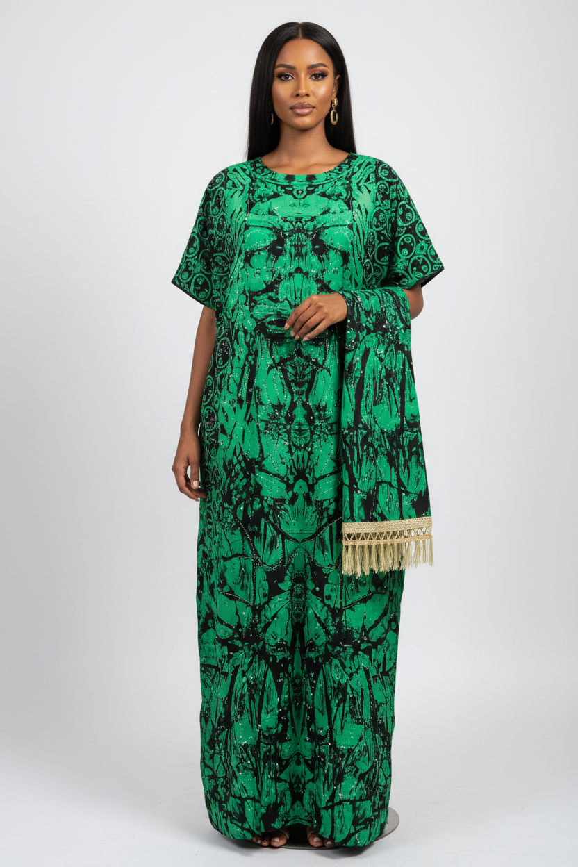 Somali Model - Green Straight Baati