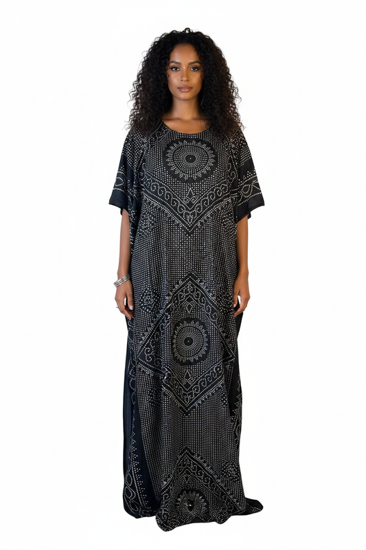 Somali Model in Black Geometric Dot Baati