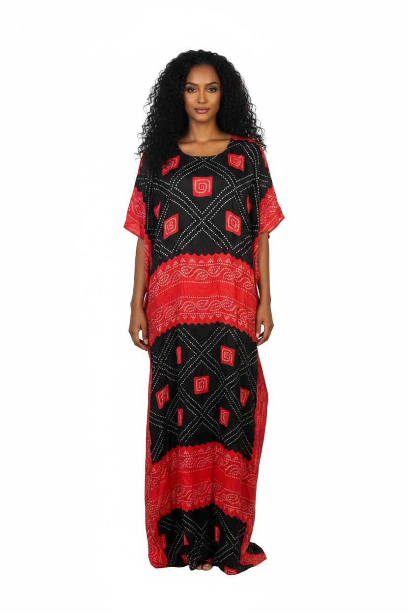 Somali Model in Black Red Geometric Baati