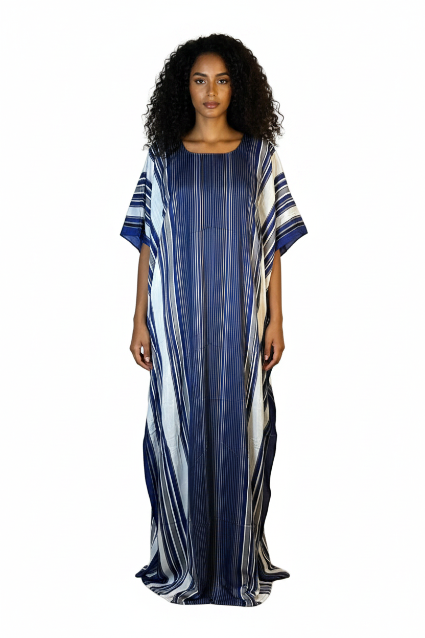 Somali Model in Blue Striped Baati