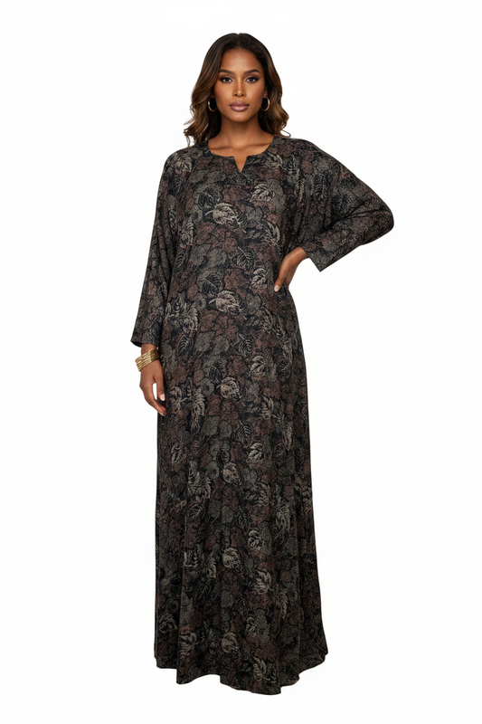 Somali Model in Dark Floral Print Summer Dress