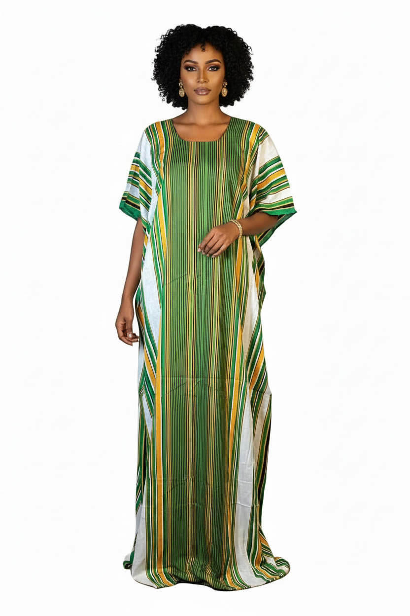 Somali Model in Green Striped Baati - No Headscarf