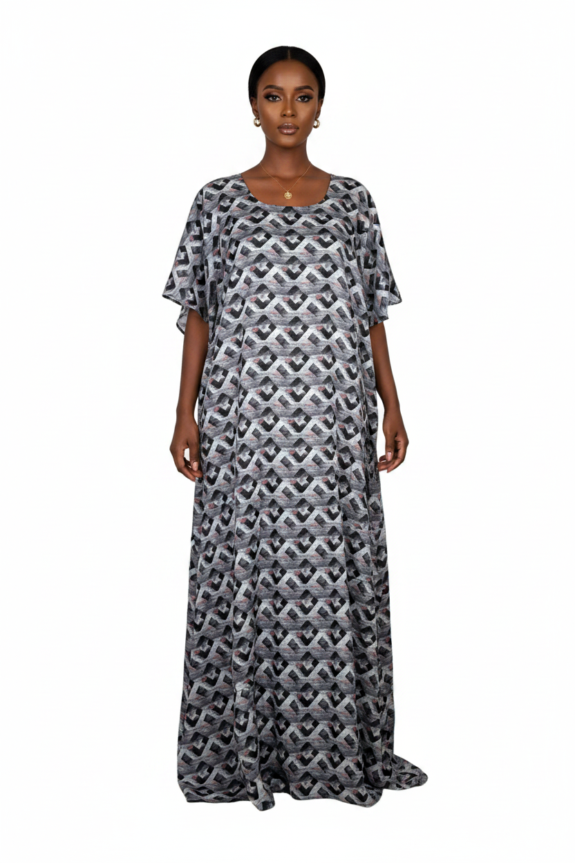 Somali model in Grey Geometric Print Baati - Editorial