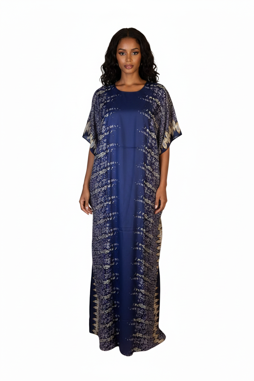 Somali Model in Navy Floral Baati