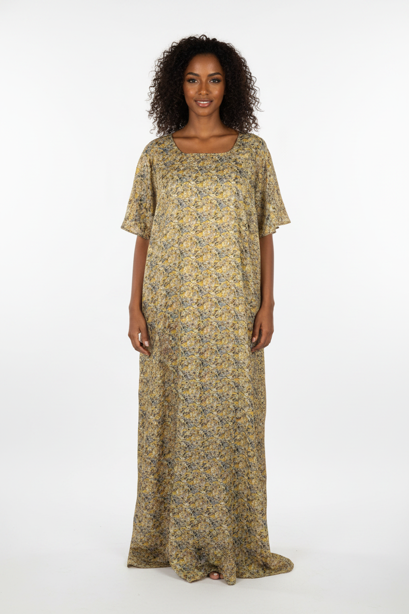 Somali model in Olive Floral Print Baati - Fashion