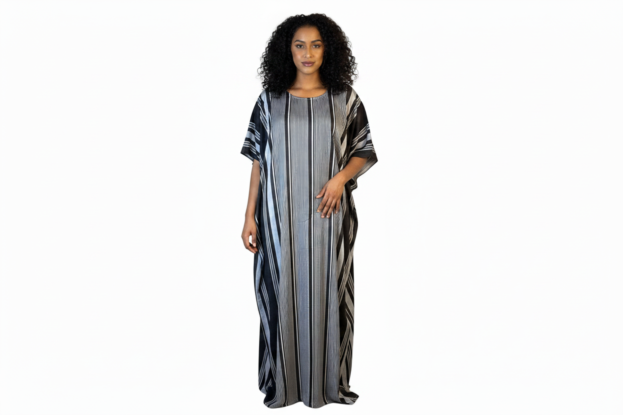 Somali Model in Striped Baati - No Scarf