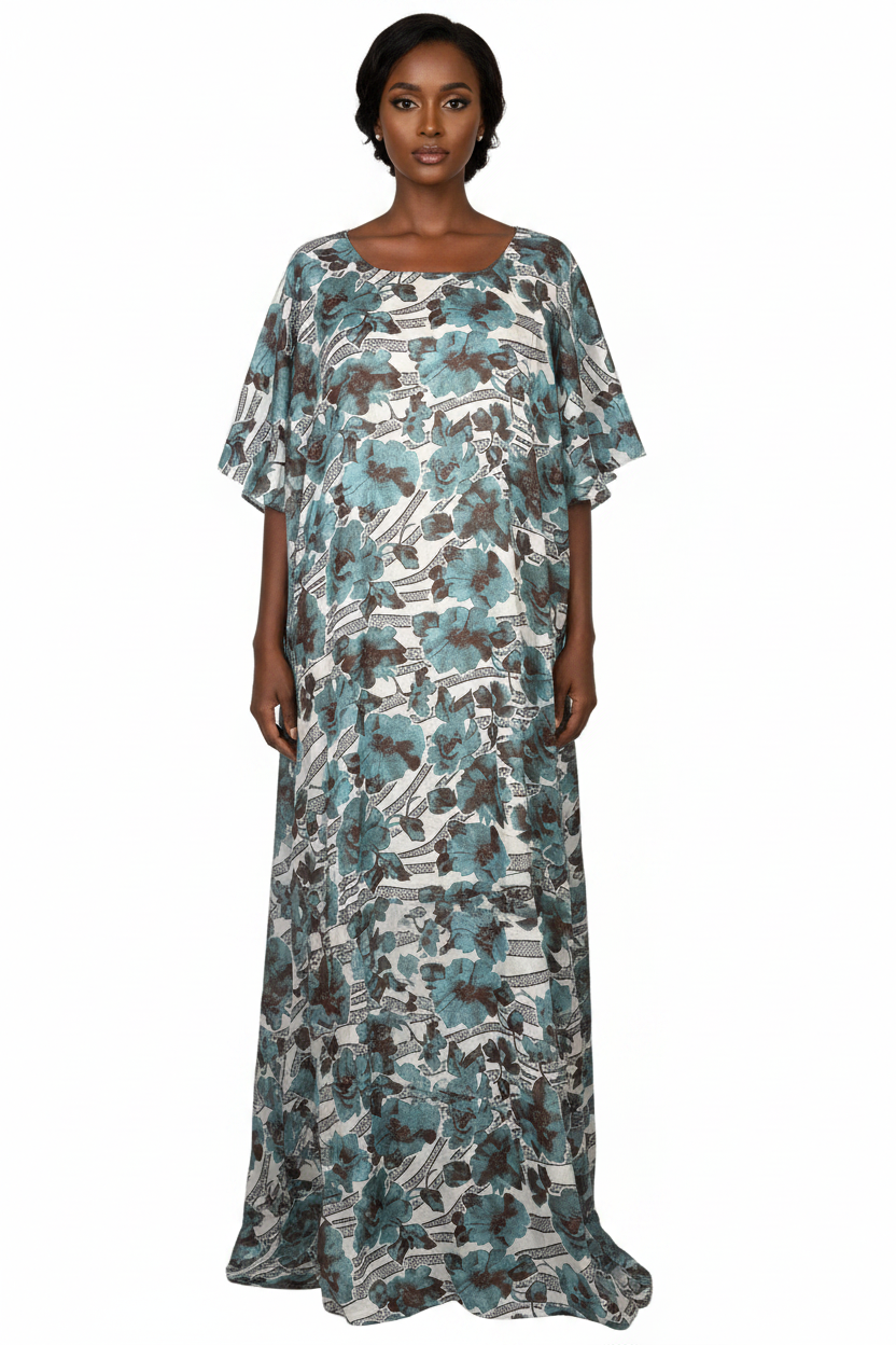 Somali model in Teal Floral Geometric Print Baati - Editorial