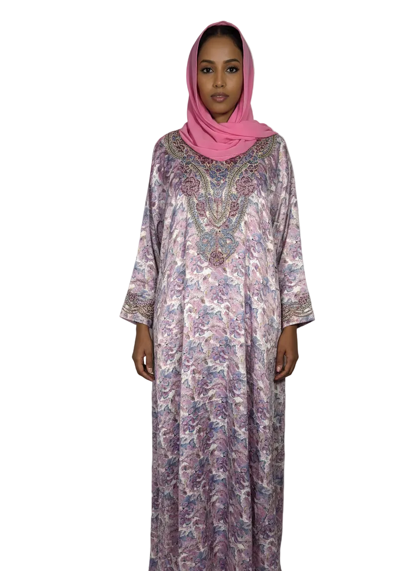 Somali Model - Purple Floral Dress