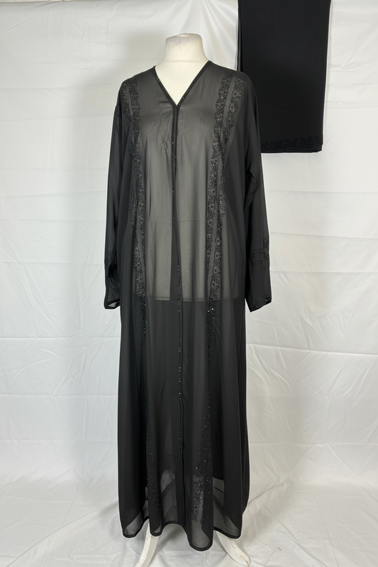 Open abaya with matching scarf