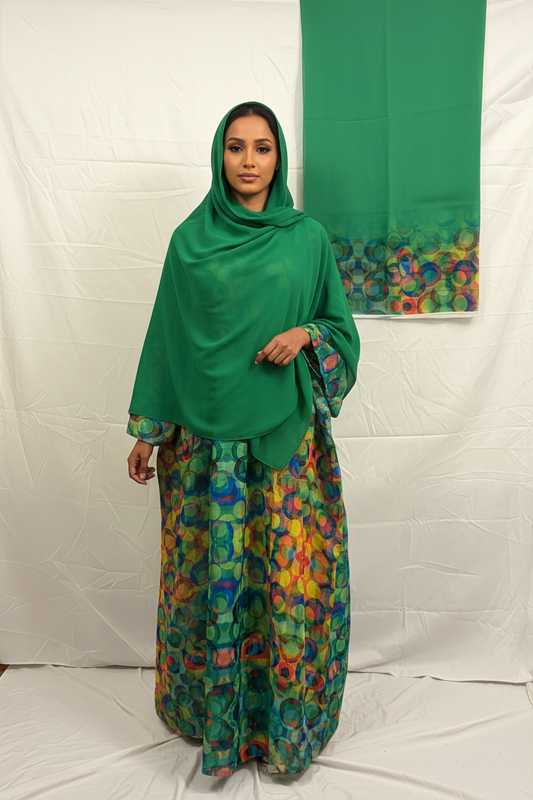 Yellow & Green Ikat Baati